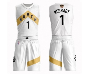 Men's Toronto Raptors #1 Tracy Mcgrady Authentic White 2019 Basketball Finals Bound Suit Jersey - City Edition