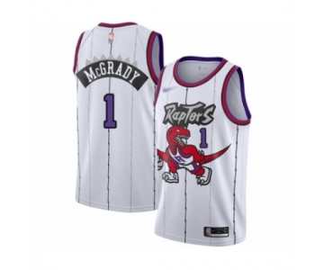 Men's Toronto Raptors #1 Tracy Mcgrady Authentic White Hardwood Classics Basketball Jersey