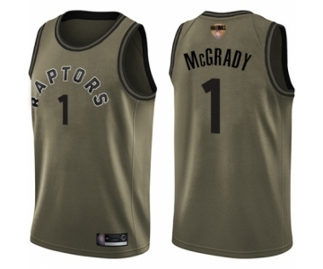 Men's Toronto Raptors #1 Tracy Mcgrady Swingman Green Salute to Service 2019 Basketball Finals Bound Jersey