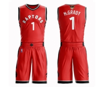 Men's Toronto Raptors #1 Tracy Mcgrady Swingman Red 2019 Basketball Finals Bound Suit Jersey - Icon Edition