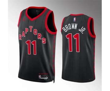 Men's Toronto Raptors #11 Bruce Brown Jr Black Statement Edition Basketball Jersey