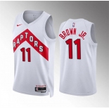 Men's Toronto Raptors #11 Bruce Brown Jr White Association Edition Stitched Basketball Jersey