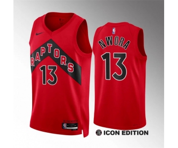 Men's Toronto Raptors #13 Jordan Nwora Red Icon Edition Stitched Basketball Jersey