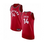 Men's Toronto Raptors #14 Danny Green Authentic Red 2019 Basketball Finals Bound Jersey - Icon Edition