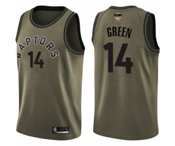 Men's Toronto Raptors #14 Danny Green Swingman Green Salute to Service 2019 Basketball Finals Bound Jerse