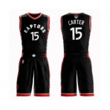 Men's Toronto Raptors #15 Vince Carter Authentic Black 2019 Basketball Finals Bound Suit Jersey Statement Edition