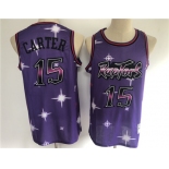 Men's Toronto Raptors #15 Vince Carter Authentic Purple Starry Sky Edition Basketball Jersey