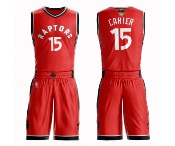 Men's Toronto Raptors #15 Vince Carter Authentic Red 2019 Basketball Finals Bound Suit Jersey - Icon Edition