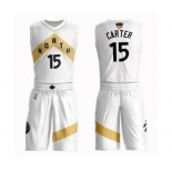 Men's Toronto Raptors #15 Vince Carter Authentic White 2019 Basketball Finals Bound Suit Jersey - City Edition