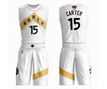 Men's Toronto Raptors #15 Vince Carter Authentic White 2019 Basketball Finals Bound Suit Jersey - City Edition