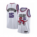 Men's Toronto Raptors #15 Vince Carter Authentic White Hardwood Classics Basketball Jersey