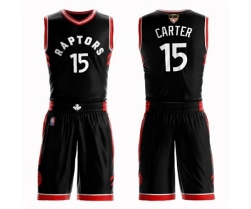 Men's Toronto Raptors #15 Vince Carter Swingman Black 2019 Basketball Finals Bound Suit Jersey Statement Edition