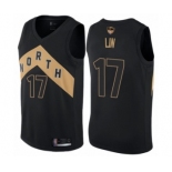 Men's Toronto Raptors #17 Jeremy Lin Authentic Black 2019 Basketball Finals Bound Jersey - City Edition