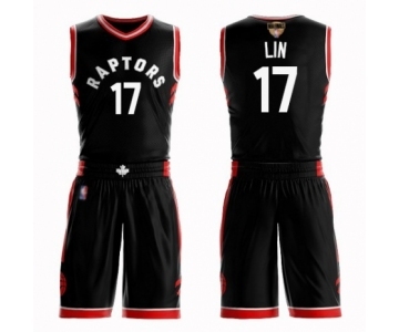 Men's Toronto Raptors #17 Jeremy Lin Authentic Black 2019 Basketball Finals Bound Suit Jersey Statement Edition