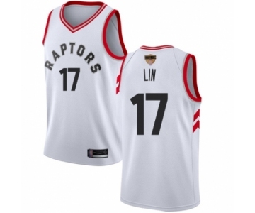 Men's Toronto Raptors #17 Jeremy Lin Authentic White 2019 Basketball Finals Bound Jersey - Association Edition