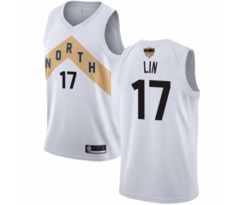 Men's Toronto Raptors #17 Jeremy Lin Authentic White 2019 Basketball Finals Bound Jersey - City Edition