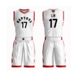 Men's Toronto Raptors #17 Jeremy Lin Authentic White 2019 Basketball Finals Bound Suit Jersey - Association Edition