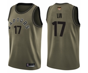 Men's Toronto Raptors #17 Jeremy Lin Swingman Green Salute to Service 2019 Basketball Finals Bound Jersey