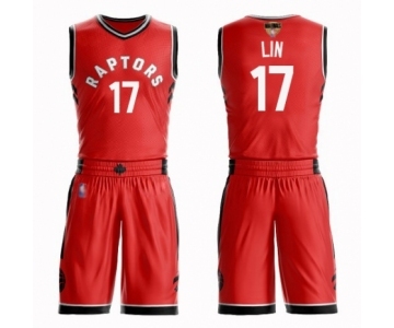 Men's Toronto Raptors #17 Jeremy Lin Swingman Red 2019 Basketball Finals Bound Suit Jersey - Icon Edition