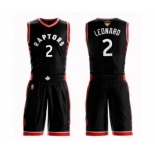 Men's Toronto Raptors #2 Kawhi Leonard Authentic Black 2019 Basketball Finals Bound Suit Jersey Statement Edition