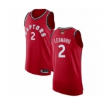 Men's Toronto Raptors #2 Kawhi Leonard Authentic Red 2019 Basketball Finals Bound Jersey - Icon Edition