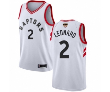 Men's Toronto Raptors #2 Kawhi Leonard Authentic White 2019 Basketball Finals Bound Jersey - Association Edition