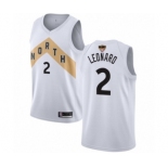 Men's Toronto Raptors #2 Kawhi Leonard Authentic White 2019 Basketball Finals Bound Jersey - City Edition