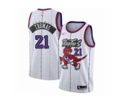 Men's Toronto Raptors #21 Matt Thomas Authentic White Hardwood Classics Basketball Jersey