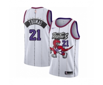 Men's Toronto Raptors #21 Matt Thomas Authentic White Hardwood Classics Basketball Jersey