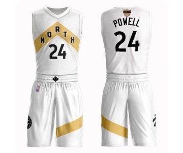 Men's Toronto Raptors #24 Norman Powell Swingman White 2019 Basketball Finals Bound Suit Jersey - City Edition