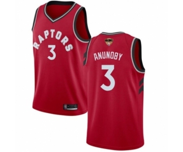 Men's Toronto Raptors #3 OG Anunoby Swingman Red 2019 Basketball Finals Bound Jersey - Icon Edition