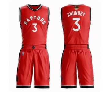 Men's Toronto Raptors #3 OG Anunoby Swingman Red 2019 Basketball Finals Bound Suit Jersey - Icon Edition