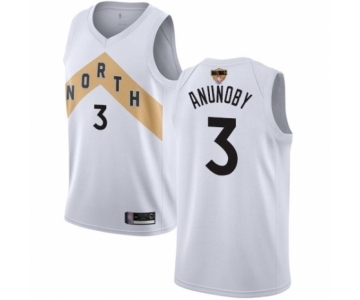 Men's Toronto Raptors #3 OG Anunoby Swingman White 2019 Basketball Finals Bound Jersey - City Edition