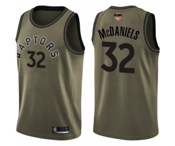 Men's Toronto Raptors #32 KJ McDaniels Swingman Green Salute to Service 2019 Basketball Finals Bound Jersey