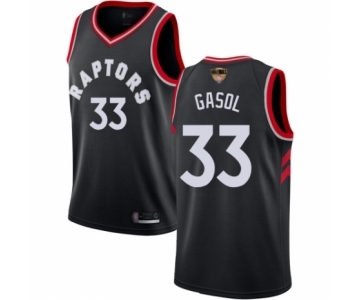 Men's Toronto Raptors #33 Marc Gasol Authentic Black 2019 Basketball Finals Bound Jersey Statement Edition