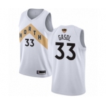 Men's Toronto Raptors #33 Marc Gasol Authentic White 2019 Basketball Finals Bound Jersey - City Edition