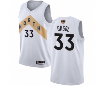 Men's Toronto Raptors #33 Marc Gasol Authentic White 2019 Basketball Finals Bound Jersey - City Edition