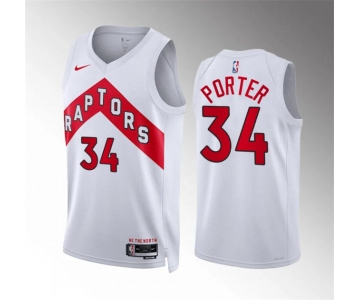 Men's Toronto Raptors #34 Jontay Porter White Association Edition Stitched Basketball Jersey