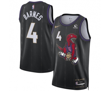 Men's Toronto Raptors #4 Scottie Barnes Black 2024-25 City Edition Stitched Basketball Jersey