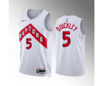 Men's Toronto Raptors #5 Immanuel Quickley White Association Edition Stitched Basketball Jersey