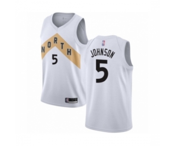 Men's Toronto Raptors #5 Stanley Johnson Authentic White Basketball Jersey - City Edition