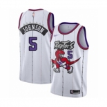 Men's Toronto Raptors #5 Stanley Johnson Authentic White Hardwood Classics Basketball Jersey