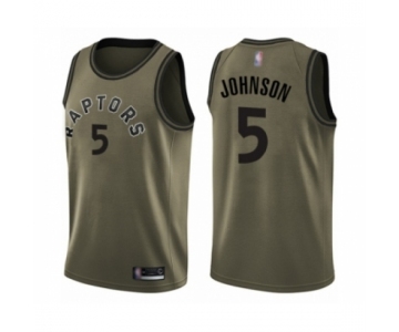 Men's Toronto Raptors #5 Stanley Johnson Swingman Green Salute to Service Basketball Jersey