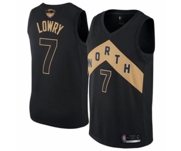 Men's Toronto Raptors #7 Kyle Lowry Authentic Black 2019 Basketball Finals Bound Jersey - City Edition