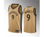 Men's Toronto Raptors #9 RJ Barrett Gold 2023-24 City Edition Stitched Basketball Jersey