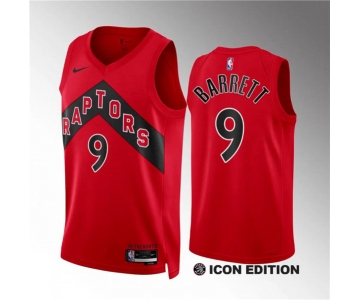 Men's Toronto Raptors #9 RJ Barrett Red Icon Edition Stitched Basketball Jersey