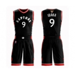 Men's Toronto Raptors #9 Serge Ibaka Authentic Black 2019 Basketball Finals Bound Suit Jersey Statement Edition