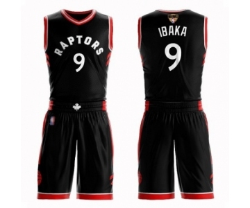 Men's Toronto Raptors #9 Serge Ibaka Authentic Black 2019 Basketball Finals Bound Suit Jersey Statement Edition