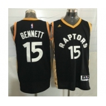 Toronto Raptors #15 Bennett Black Gold Stitched NBA Jersey