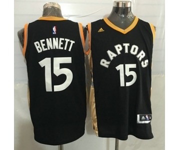 Toronto Raptors #15 Bennett Black Gold Stitched NBA Jersey